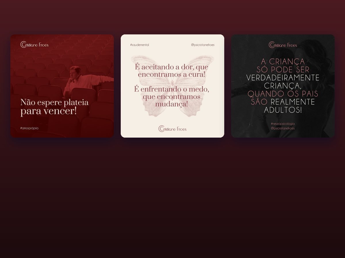 Posts do feed de Cristiane Froes em tons de vinho e rosa